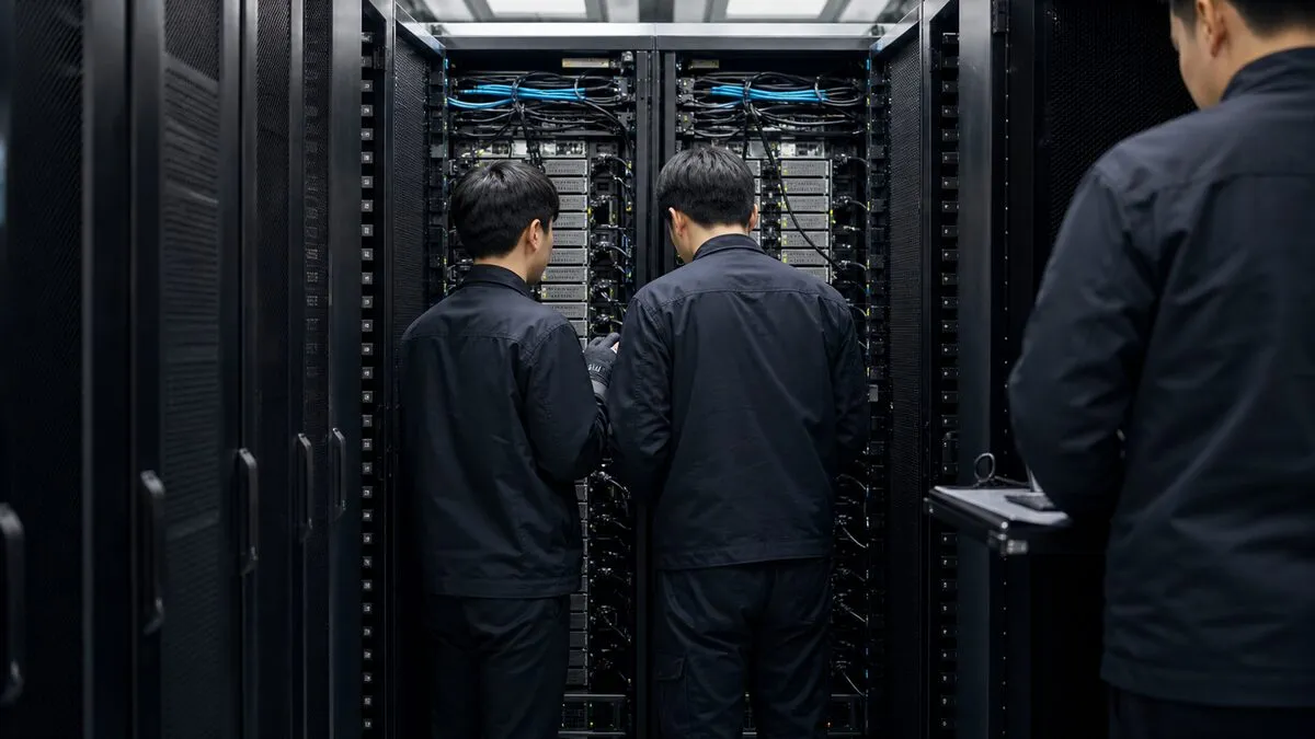 국내 GPU 클라우드 운영을 일반화한 무표식 데이터센터 기술팀 장면. AI 생성 이미지. 실제 공식 자료나 현장 사진이 아님.