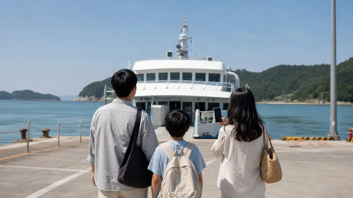 AI 생성 이미지. 실제 항로·선사·운항 상황을 촬영한 것이 아니며, 출항 전 운항정보 확인 절차를 설명하기 위한 연출 이미지입니다.