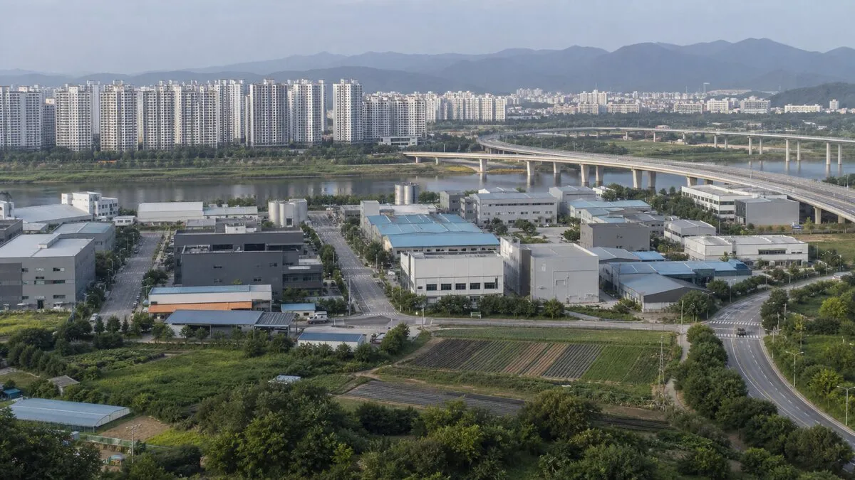AI 생성 이미지. 실제 특정 지역이나 공식 통계표를 촬영한 것이 아니며, 국민순자산을 구성하는 주택·생산시설·인프라·토지를 설명하기 위한 연출 이미지입니다.